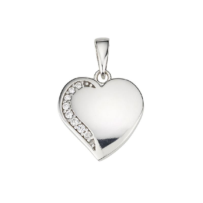 Anhänger Silber, Herz mit Zirkonia