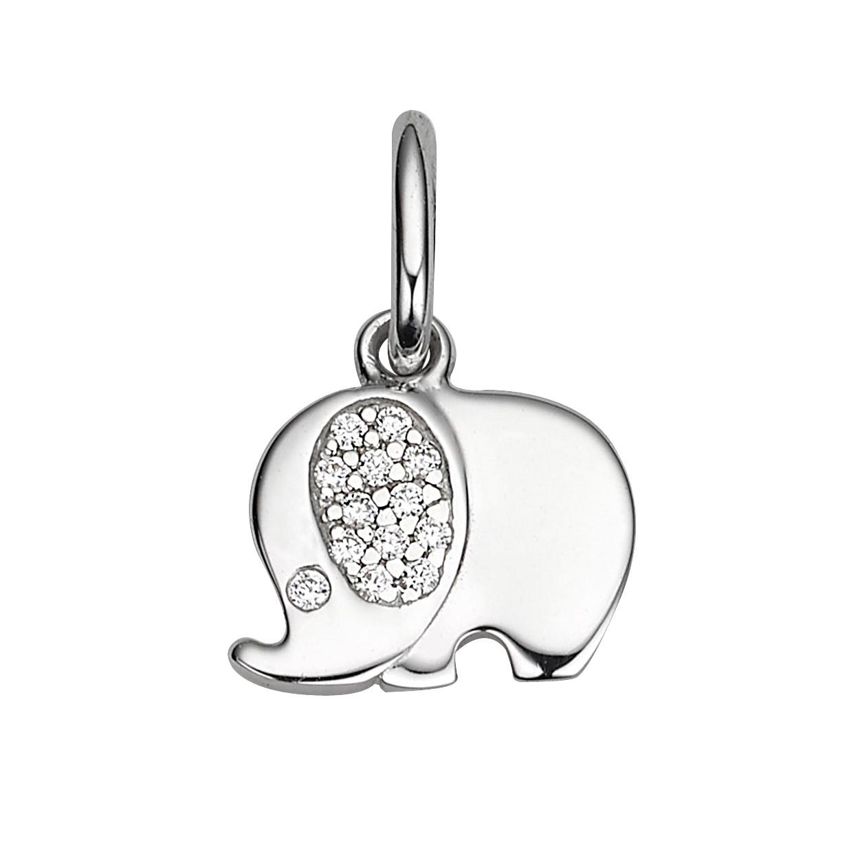 Anhänger Silber, Elefant mit Zirkonia